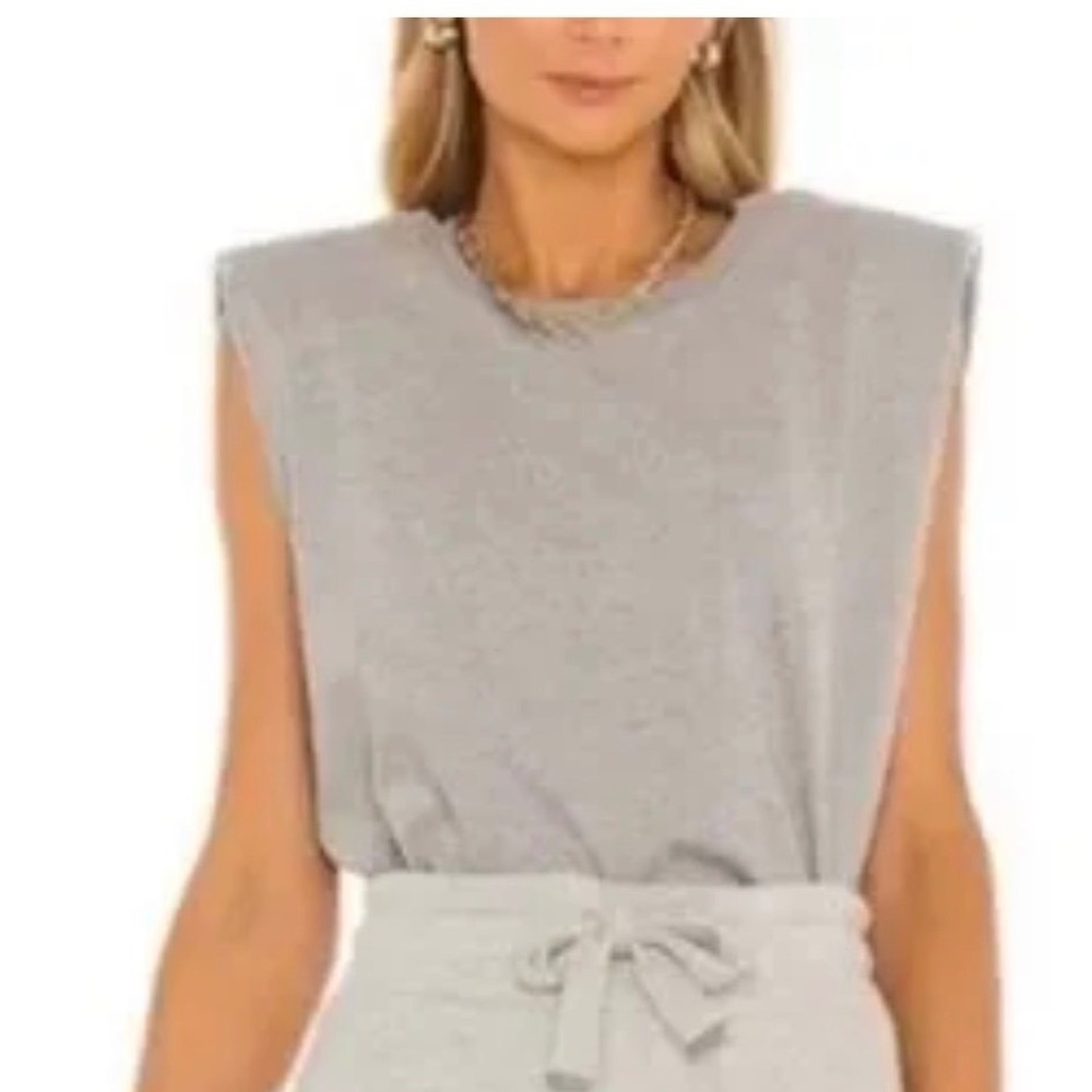 New All Saints Coni Tank Top Shoulder Pads Women Small Gray‎ Luxury Minimalist